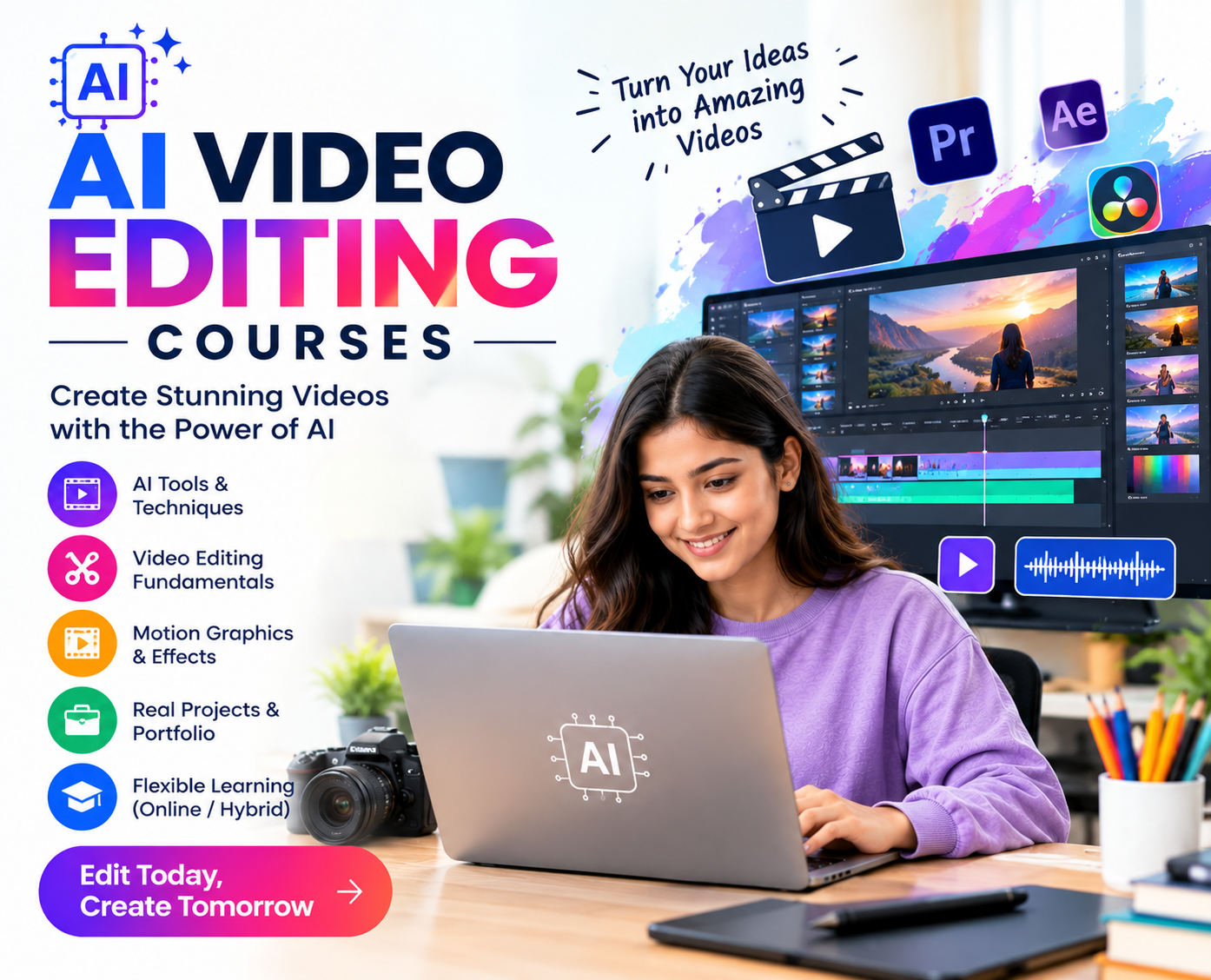 best AI video editing institute