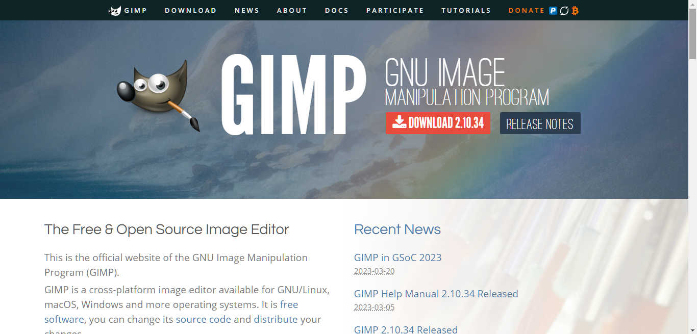 gimp - open image editing software